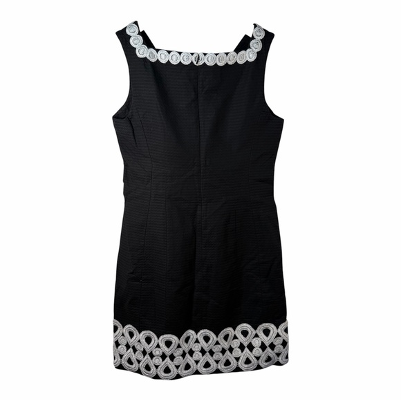 Lilly Pulitzer Adelson Shift Dress 2 Black Silver Soutache Metallic Embroidered - Picture 2 of 12